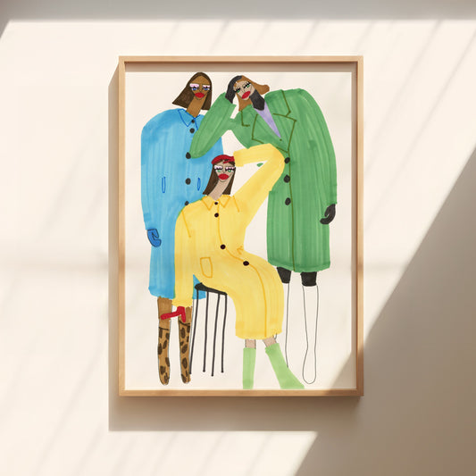 Girls in Green- Wydruk Artystyczny (14,8 x 21) 